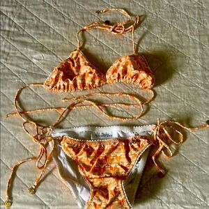 Anna & Boy Orange Patterned Bikini Set